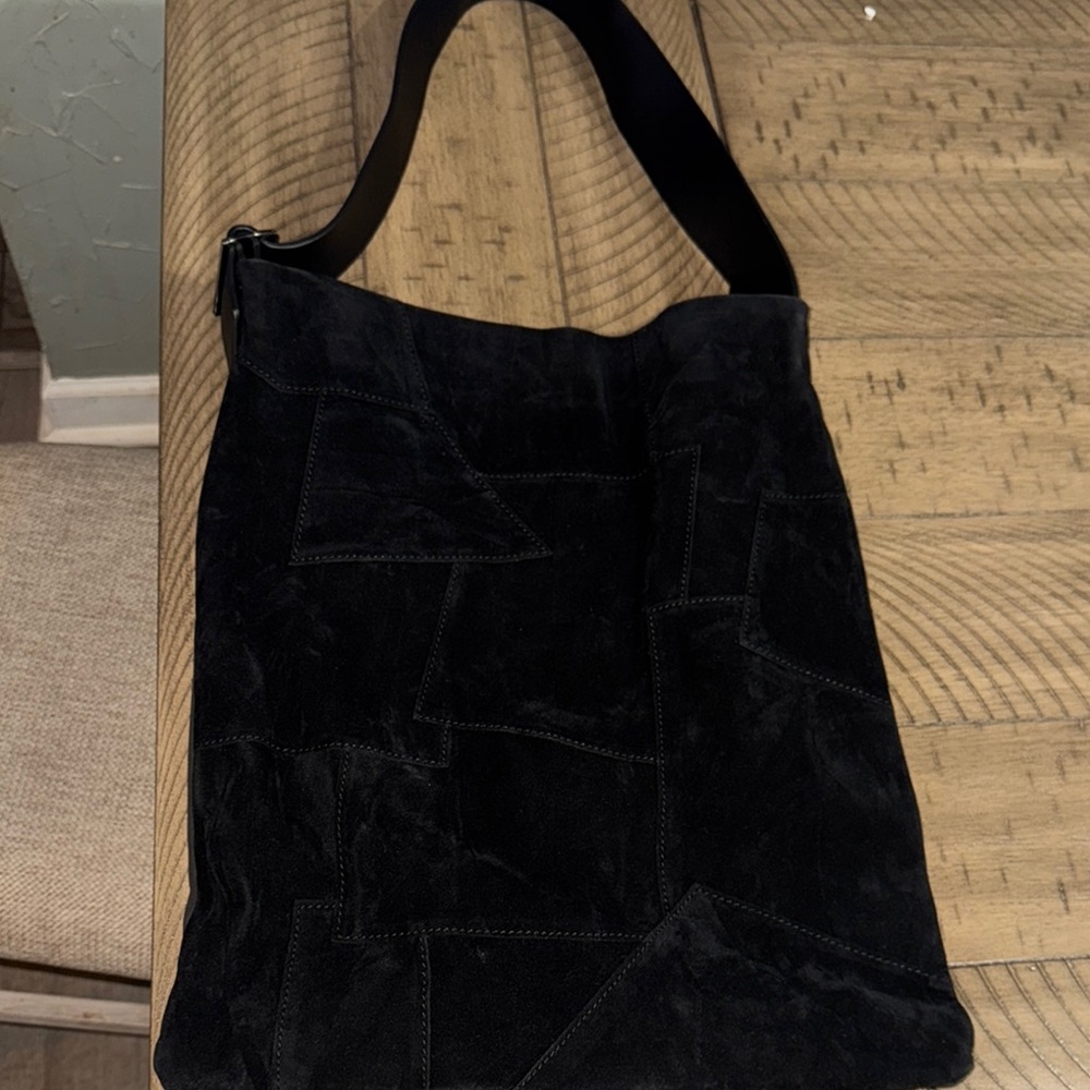 Elegant Black Suede Tote Bag